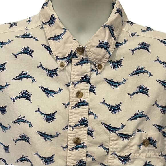 Wrangler Rugged Wear Men’s Short-Sleeve Button-Down – Sailfish Print – Size XL - Picture 3 of 8